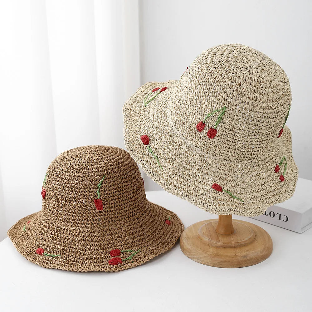 Cherry Decoration Summer Sun Protection Bucket Hat