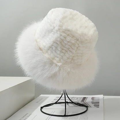 Fluffy Mongolian Fur Winter Bucket Hat