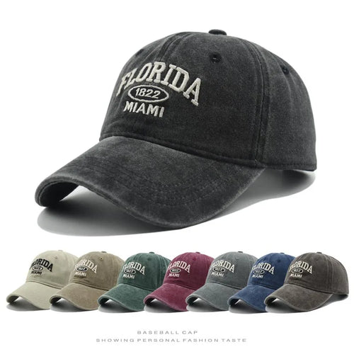 Vintage Washed Florida Embroidery Baseball Cap