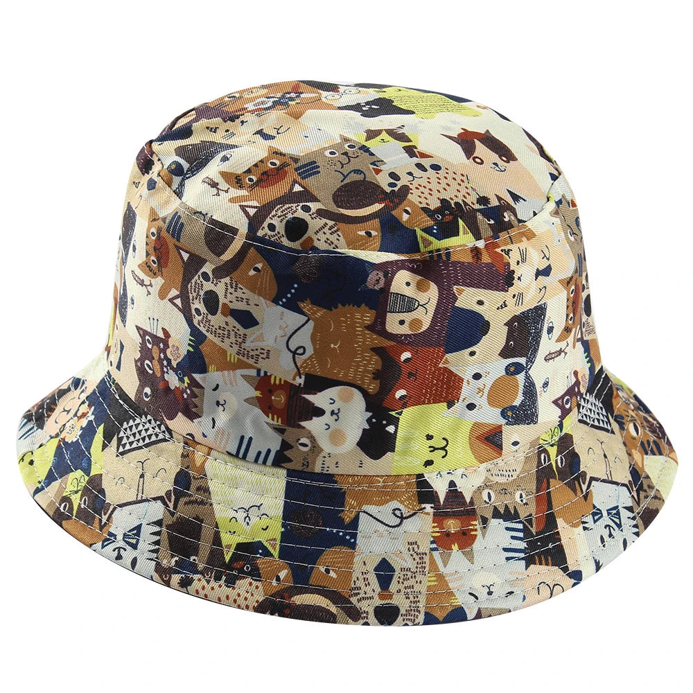 Cute Panda Cat Double-Sided Bucket Hat