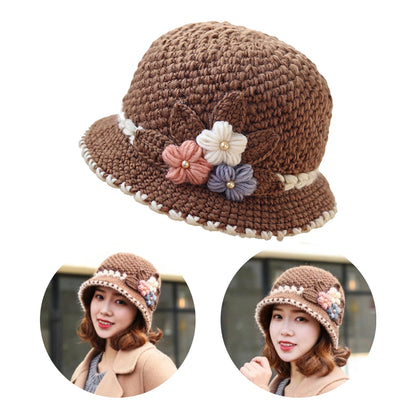 Women’s Flower Lined Wool Knit Bucket Hat