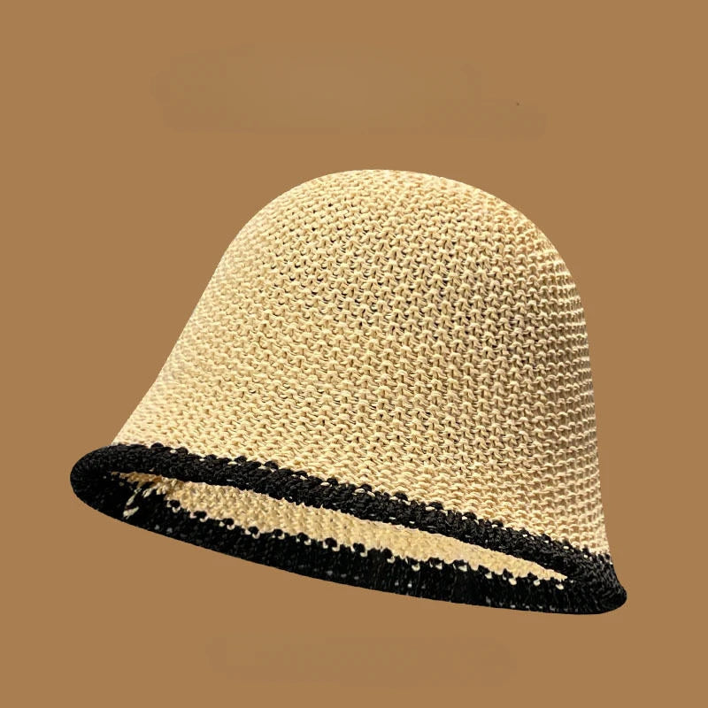 Women Hollow Woven Summer Bucket Hat