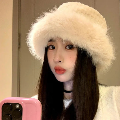 Fluffy Mongolian Fur Winter Bucket Hat