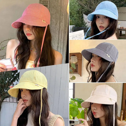 Wide Brim Stripe Sun Bucket Hat