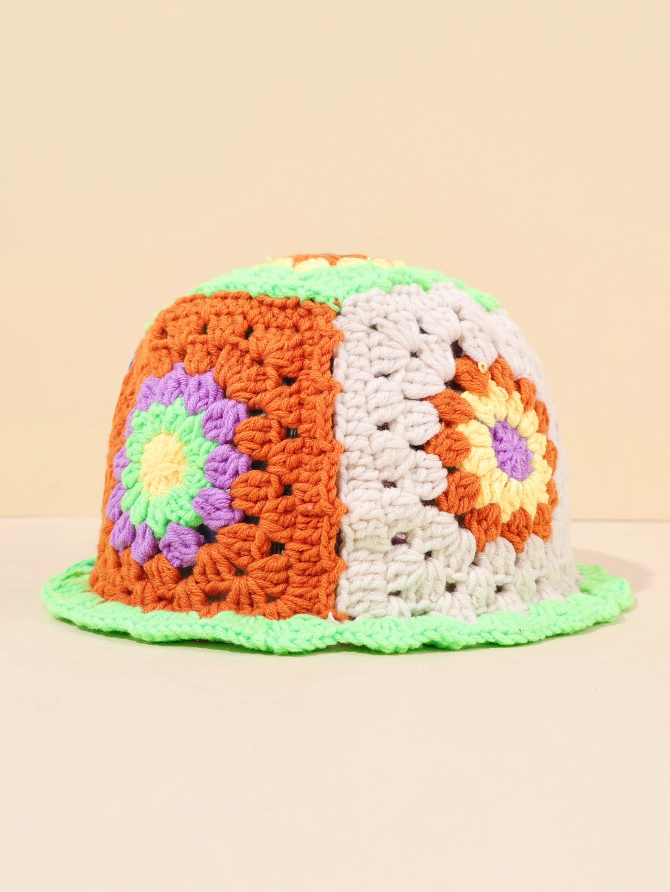 Ethnic Patchwork Warm Knitted Bucket Hat