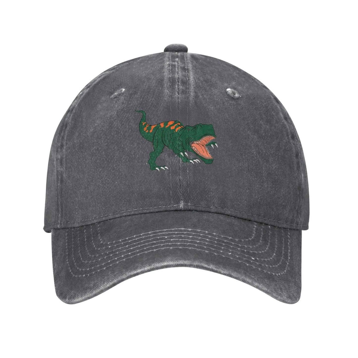 Angry T Rex Washed Denim Adjustable Baseball Cap