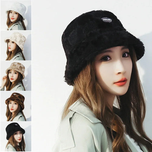 Fall Winter Checkerboard Bucket Hat
