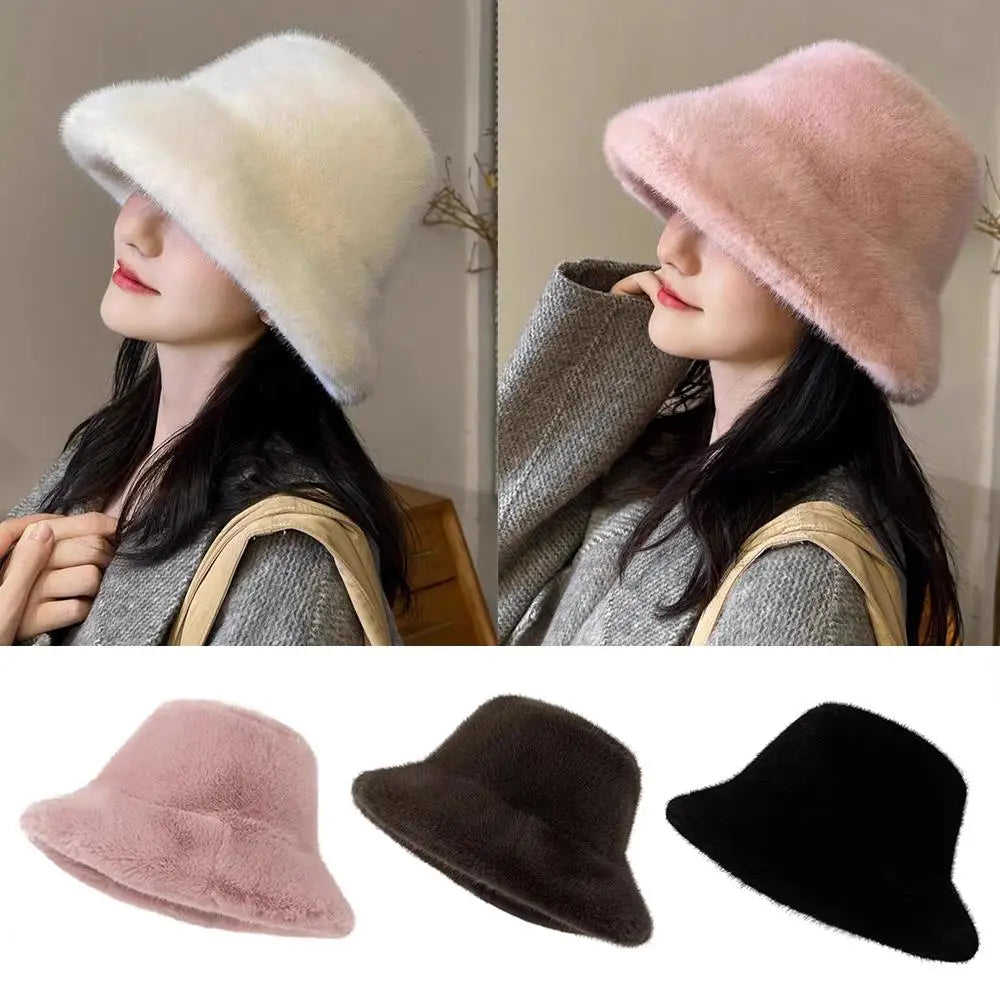 Fluffy Velvet Winter Bucket Hat