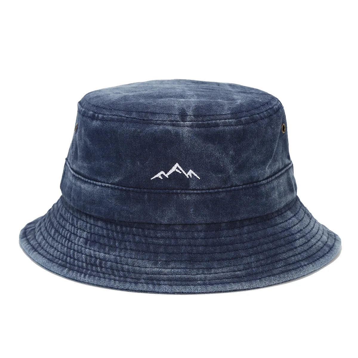 Vintage Mountain Embroidery Outdoor Hiking Bucket Hat