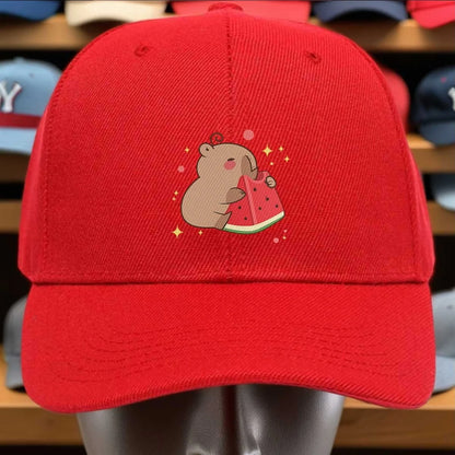 Cute Capybara Eating Watermelon Cotton Baseball Cap