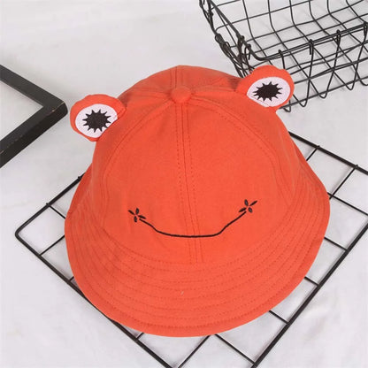 Women Embroidered Frog Sun Bucket Hat
