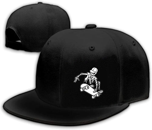 Skeleton Skateboarder Graphic Black Snapback Cap