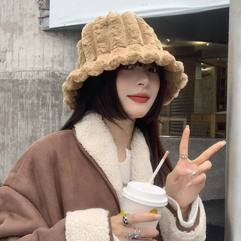 Winter Faux Fur Panama Bucket Hat