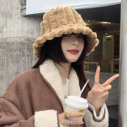 Winter Faux Fur Panama Bucket Hat