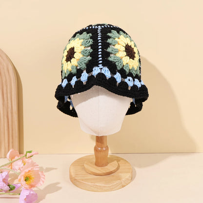 Handmade Sunflower Bamboo Knitted Bucket Hat