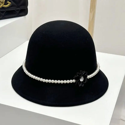 Pearl Embellished French Vintage Bucket Hat