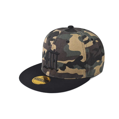 Unisex HH Letter Embroidery Flat Brim Hip Hop Cap
