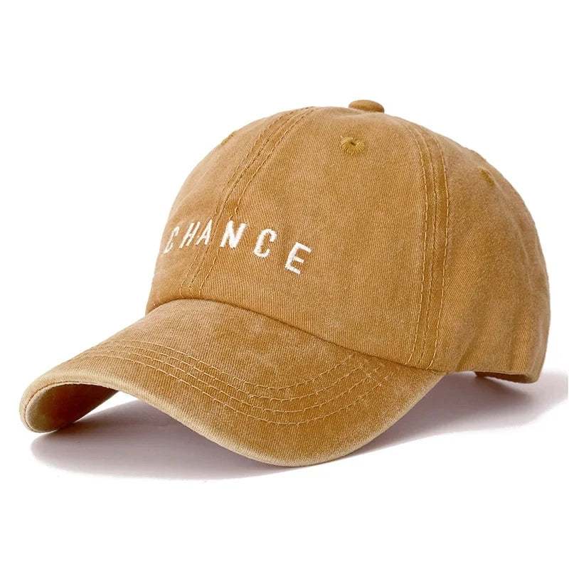 Unisex Washed Cotton Chance Letter Baseball Cap