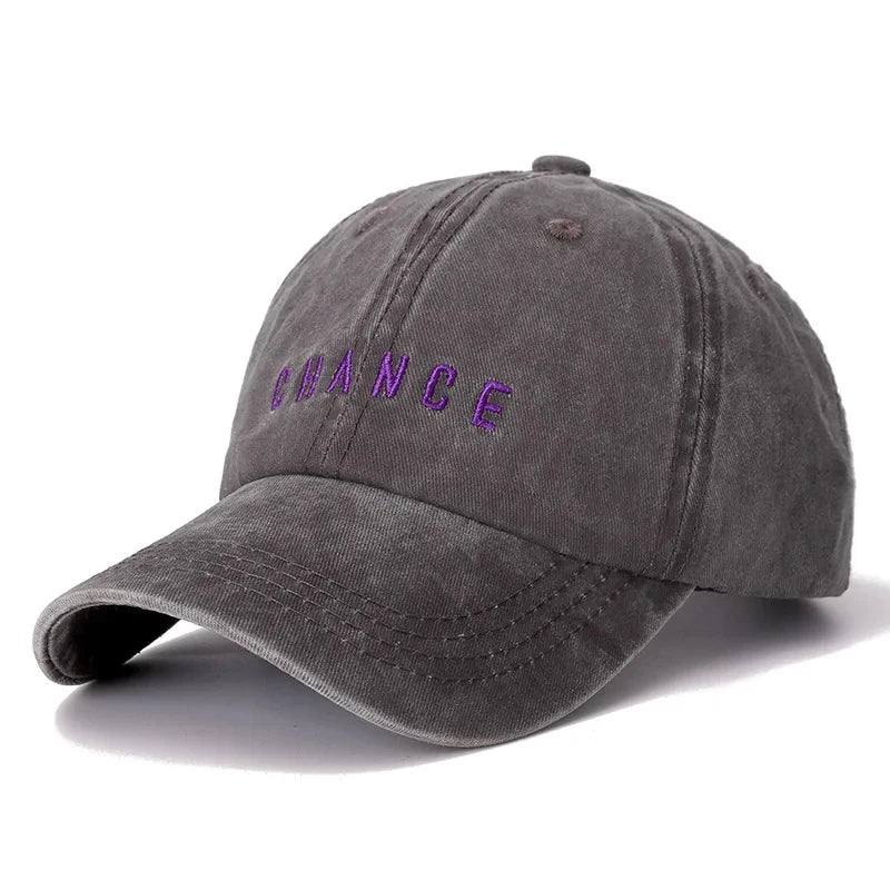 Unisex Washed Cotton Chance Letter Baseball Cap