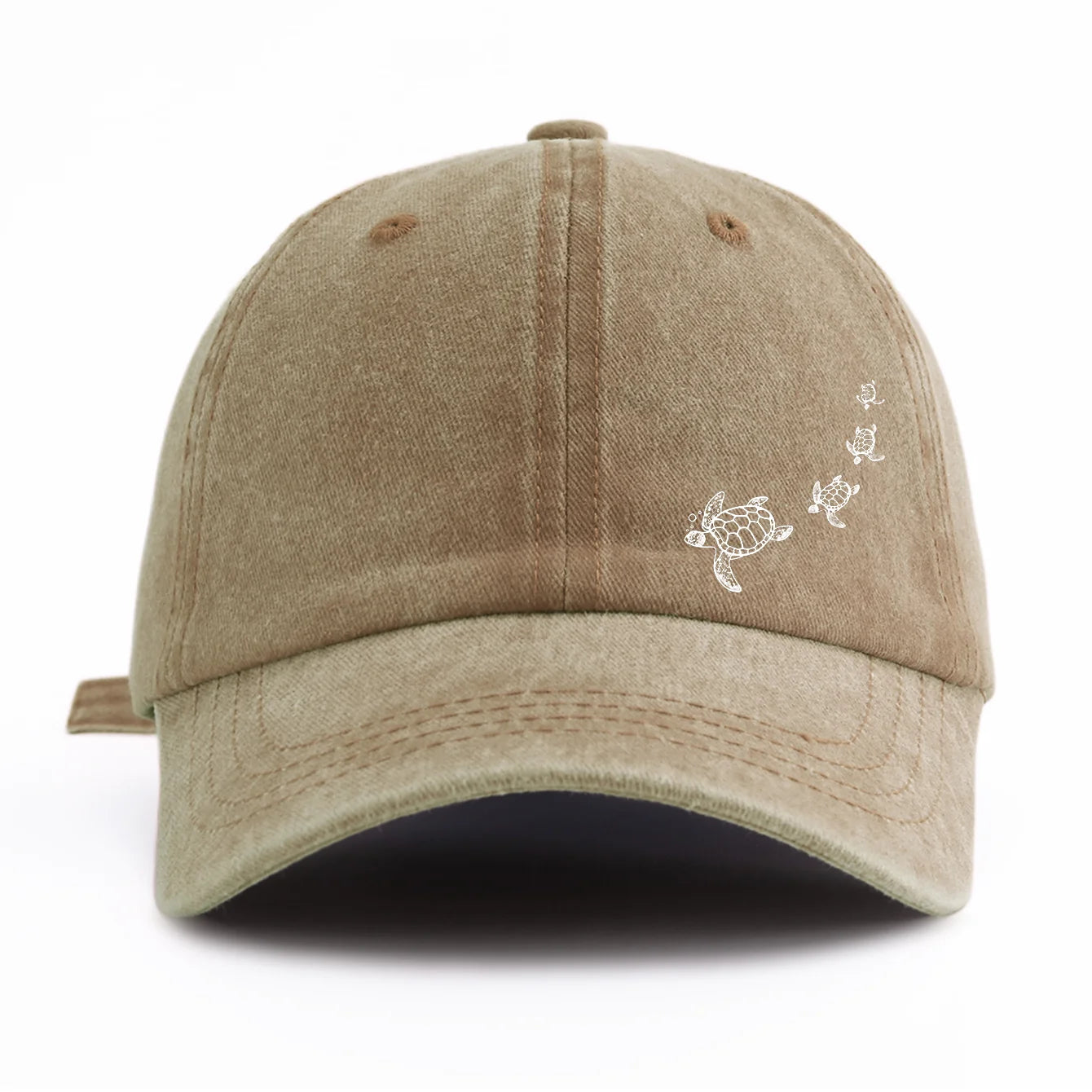 Turtle Print Minimalist Retro Washed Baseball Cap