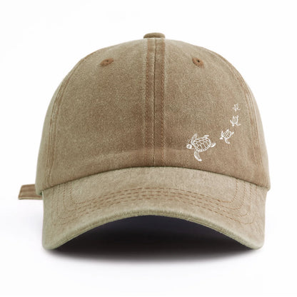 Turtle Print Minimalist Retro Washed Baseball Cap