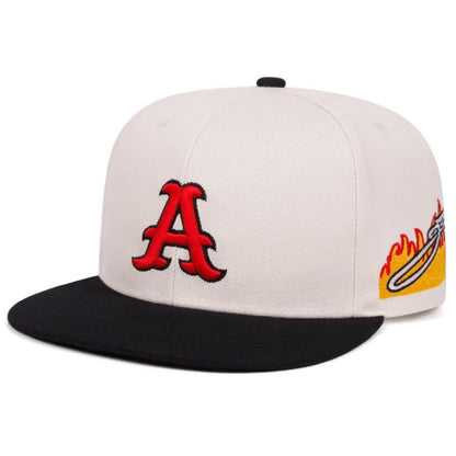 A Letter Embroidered Flat Brim Baseball Hat