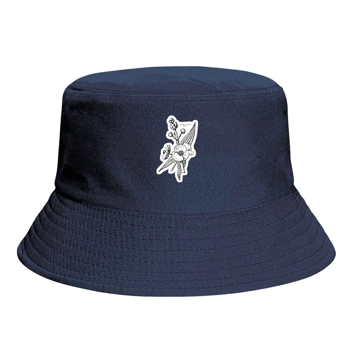 Monochrome Ink Floral Sticker Design Bucket Hat