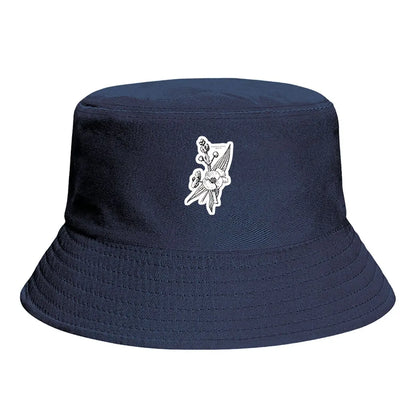 Monochrome Ink Floral Sticker Design Bucket Hat