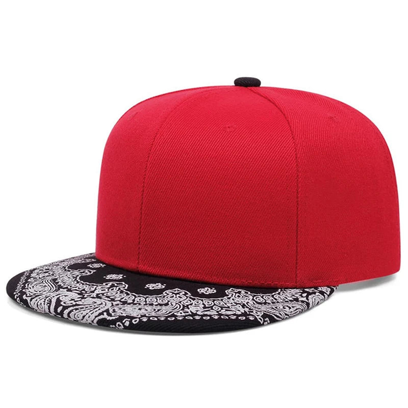 Unisex Paisley Printed Flat Brim Baseball Cap