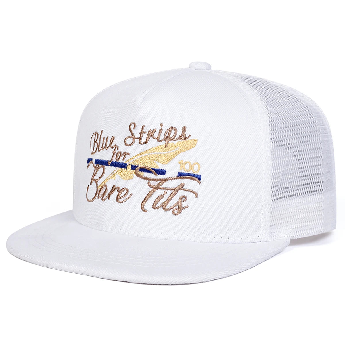 Blue Strips For Bare Tits Embroidery Snapback Cap