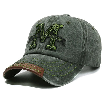 Vintage M Letter Embroidered Baseball Cap