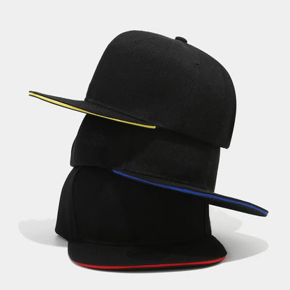 Solid Black Flat Brim Hip Hop Cap