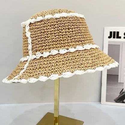 Spring Autumn Handmade Crochet Lattice Women Bucket Hat