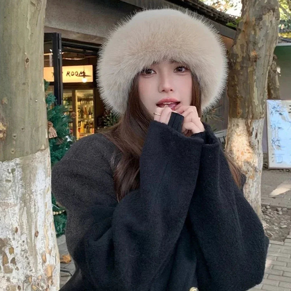 Fluffy Fur Winter Plush Bucket Hat