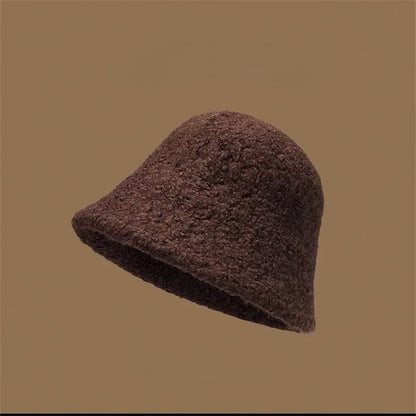 Cute Round Top Wool Bucket Hat