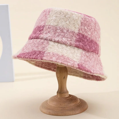 Plaid Vintage Warm Autumn Winter Foldable Bucket Hat
