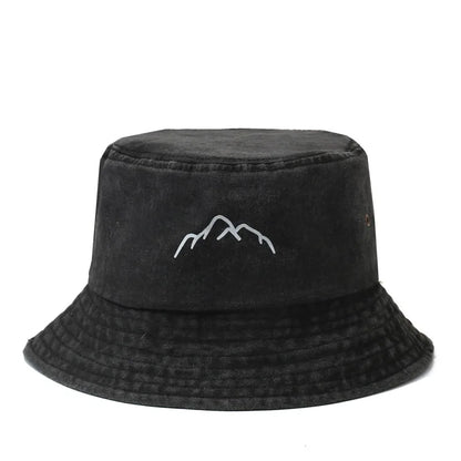 Hot Vintage Washed Mountain Logo Bucket Hat