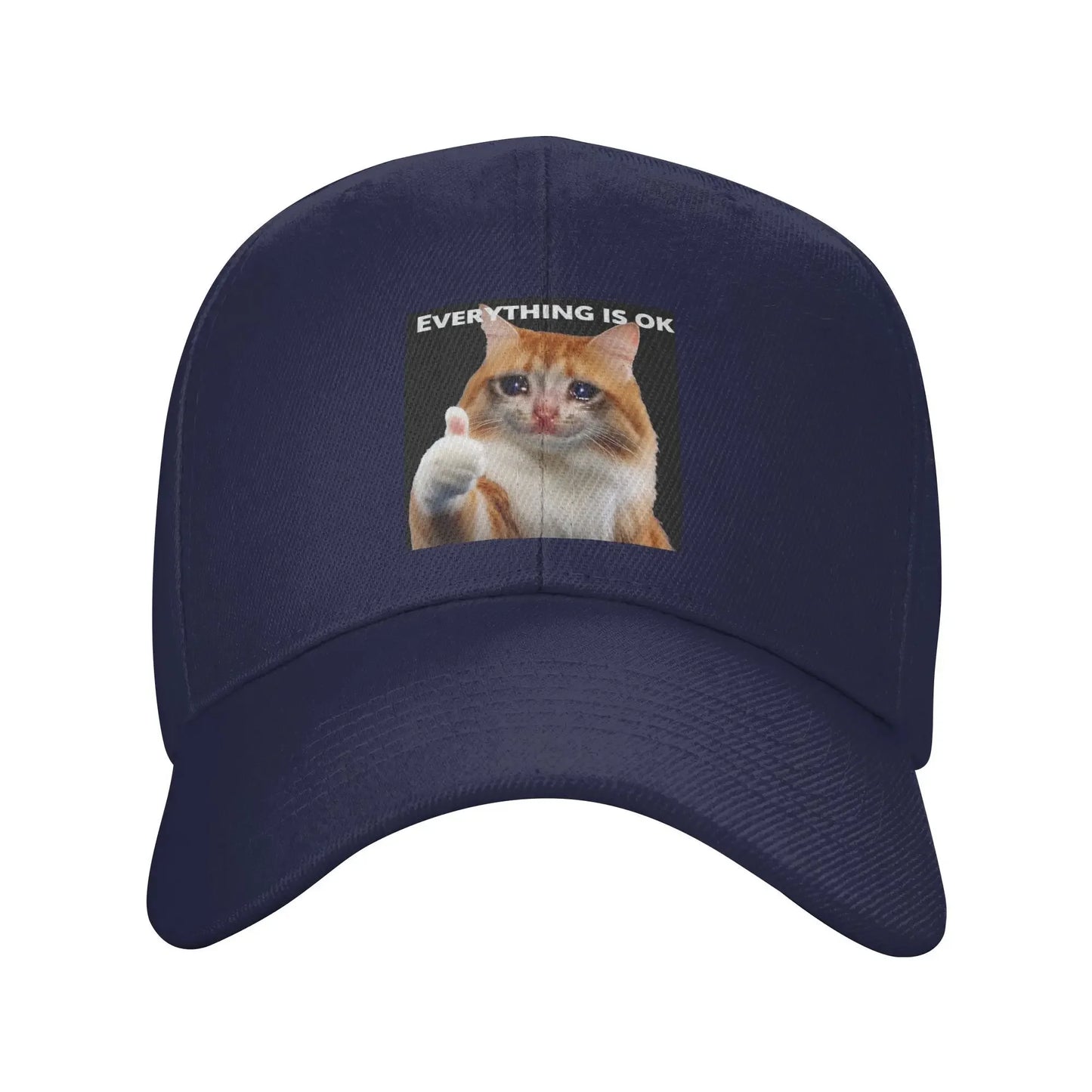 Everythings Ok Crying Cat Meme Baseball Cap