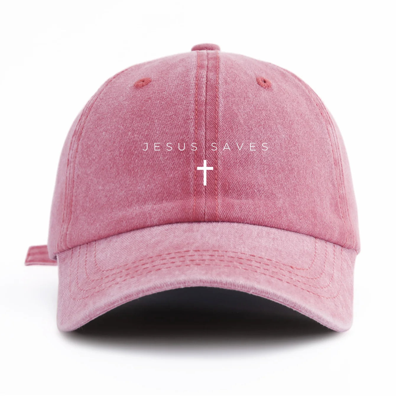 Jesus Saves Print Washed Baseball Cap