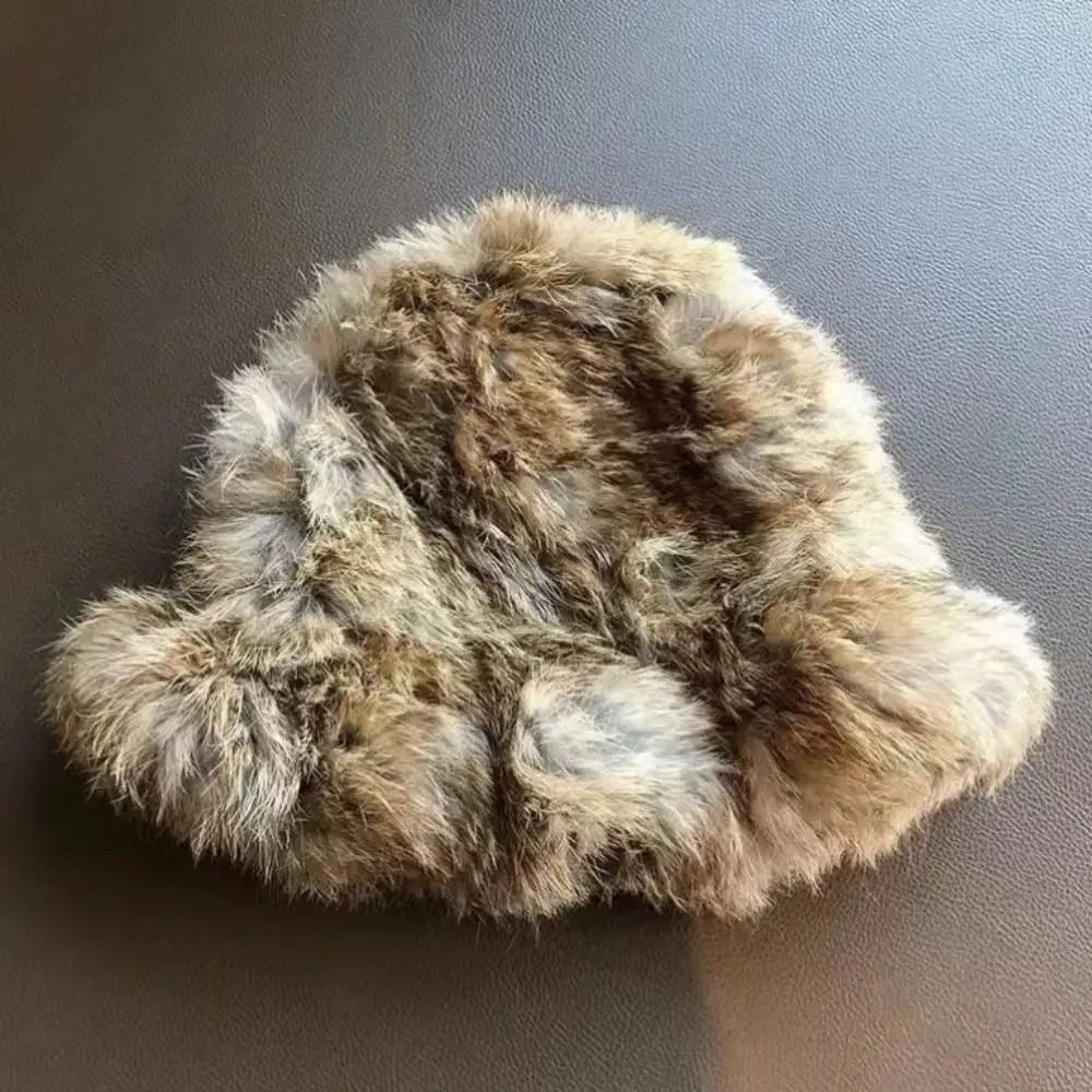 Rabbit Fur Windproof Winter Bucket Hat