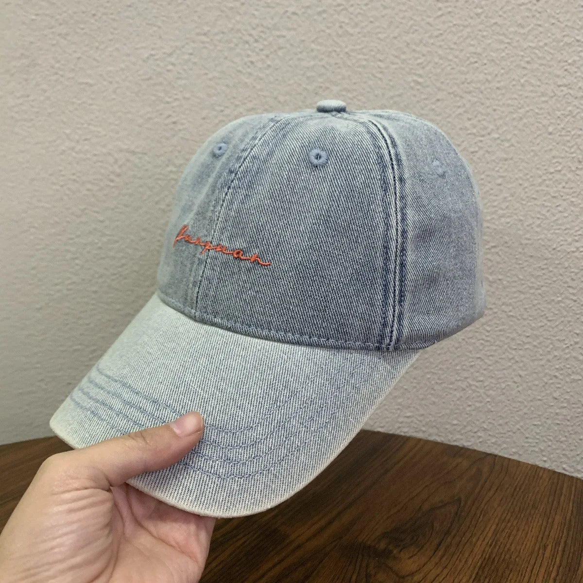 Denim Letter Embroidered Baseball Cap