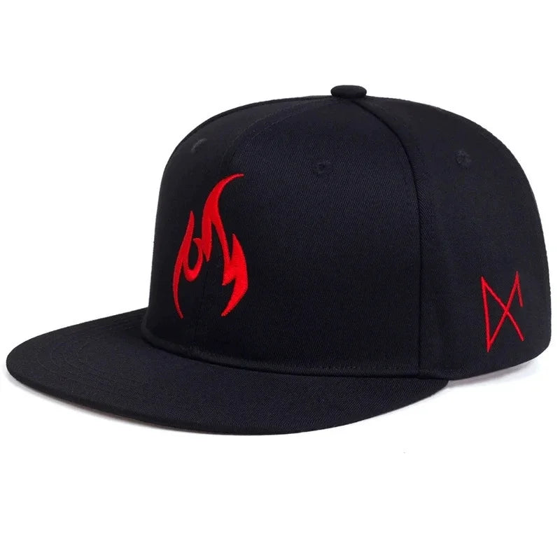 Unisex Flame Embroidery Baseball Cap