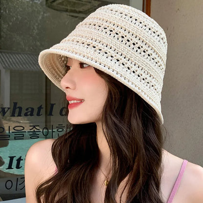 Women Hollow Dome Breathable Summer Bucket Hat