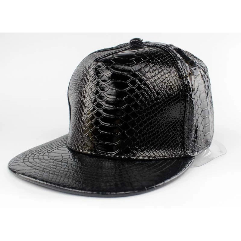 Shiny Crocodile Pattern PU Flat Brim Baseball Cap