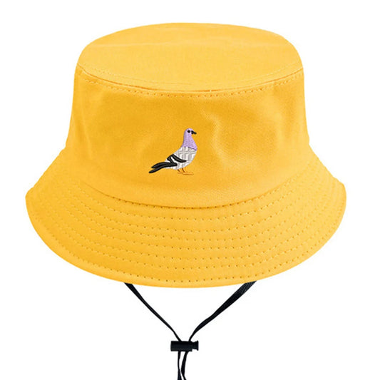 Unisex Embroidered Pigeon Bucket Hat