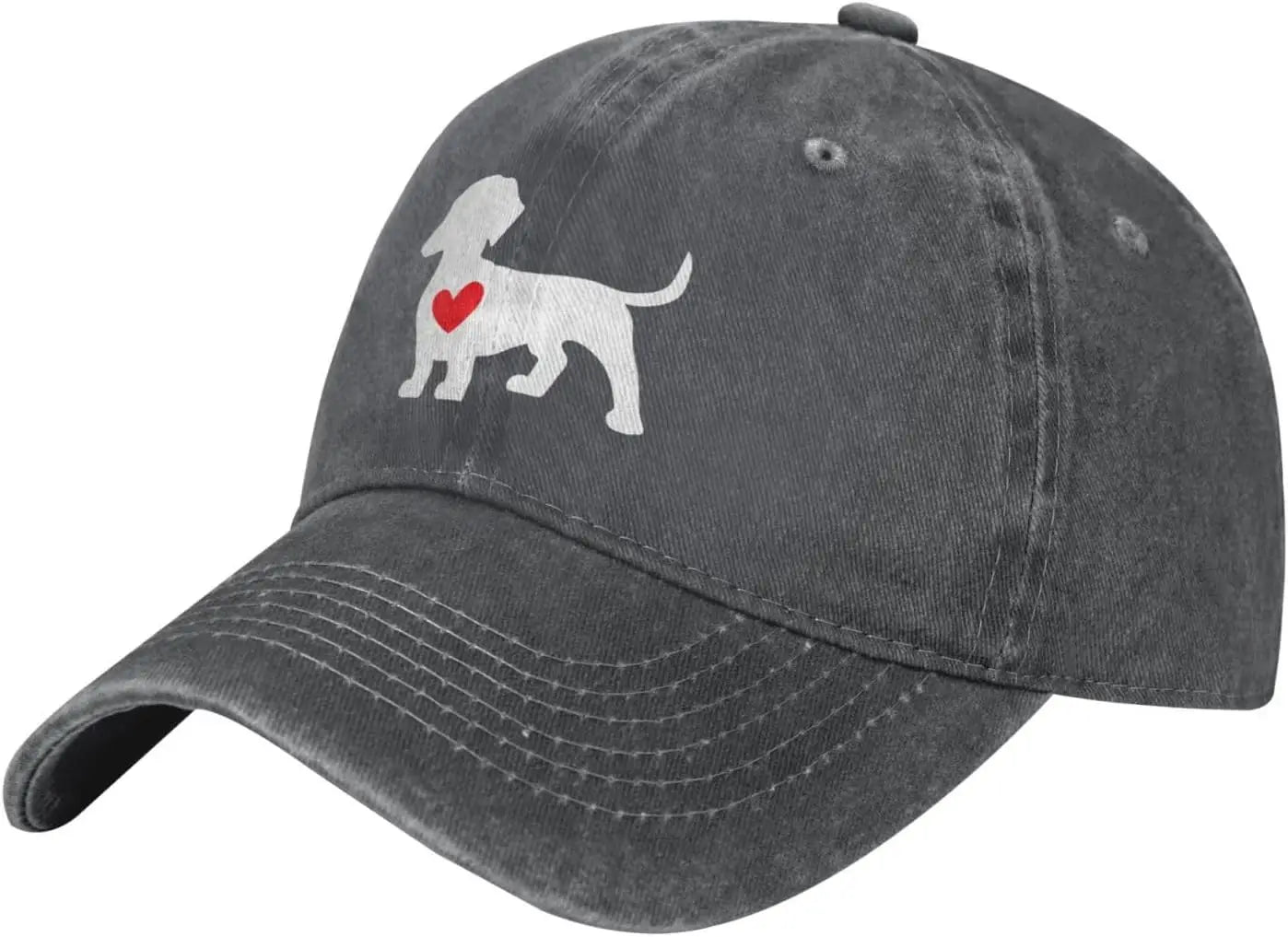 Dog Lover Heart Silhouette Cotton Baseball Cap