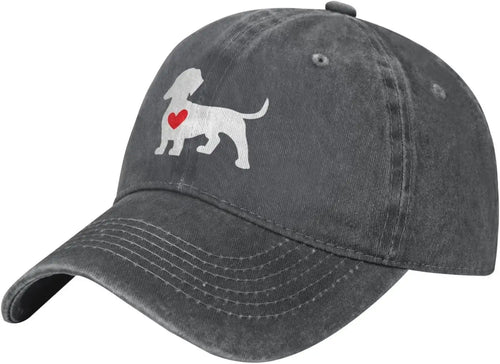 Dog Lover Heart Silhouette Cotton Baseball Cap