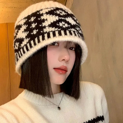Korean Retro Knitted Wool Bucket Hat