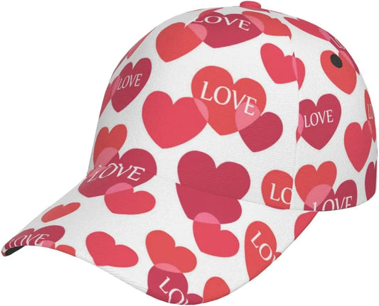 Valentines Red Hearts Adjustable Baseball Cap