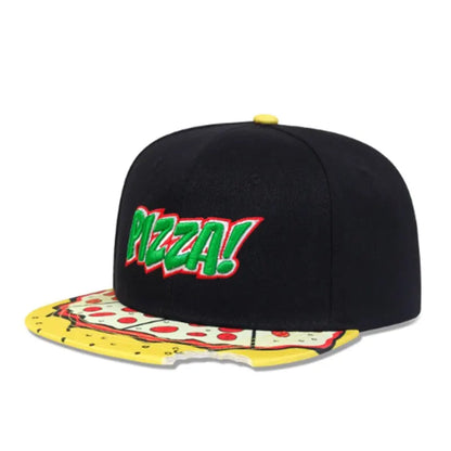 Unisex Pizza Printing Letter Embroidery Snapback Cap
